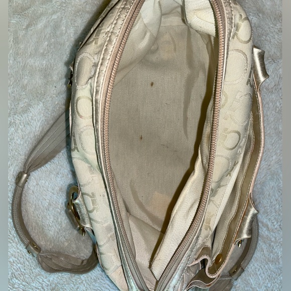 Salvatore Ferragamo Beige‎ Handbag with Gold Logo Hardware - Picture 12 of 13